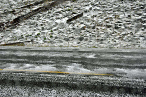 hail storm in Yellowstone National Park